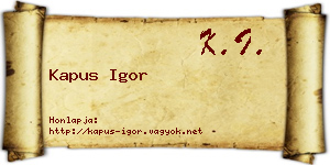 Kapus Igor névjegykártya